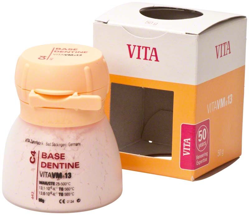 VM13 Base Dentin C4, 50g, mit Verpackung und Produktbeschriftung.