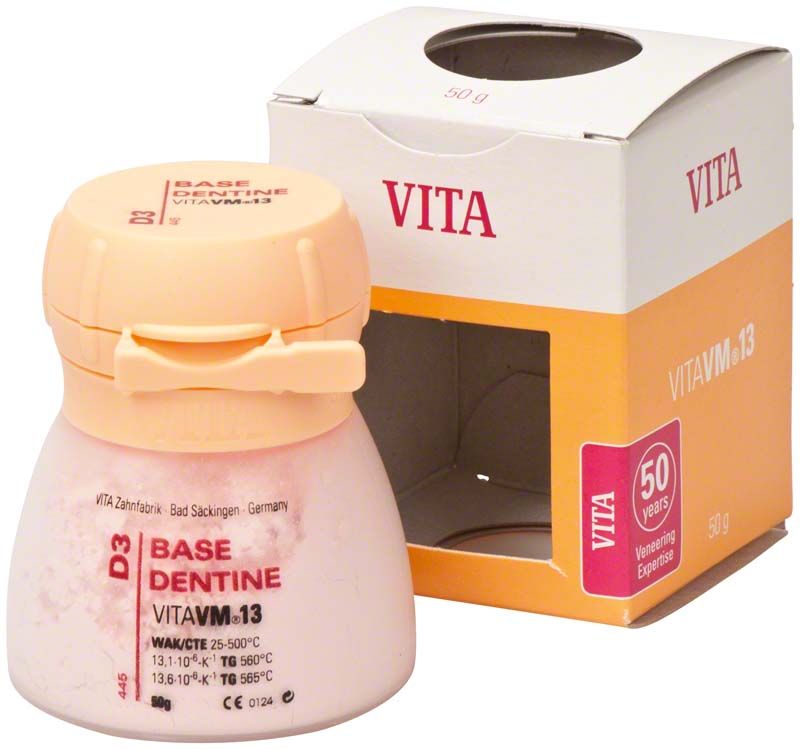 VITA VM13 Base Dentin 50g D3 Keramikdose mit Verpackung.