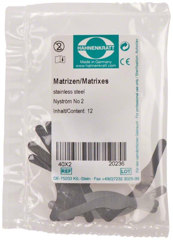 Matrizen Nyström 12er Packung aus rostfreiem Edelstahl in transparenter Verpackung