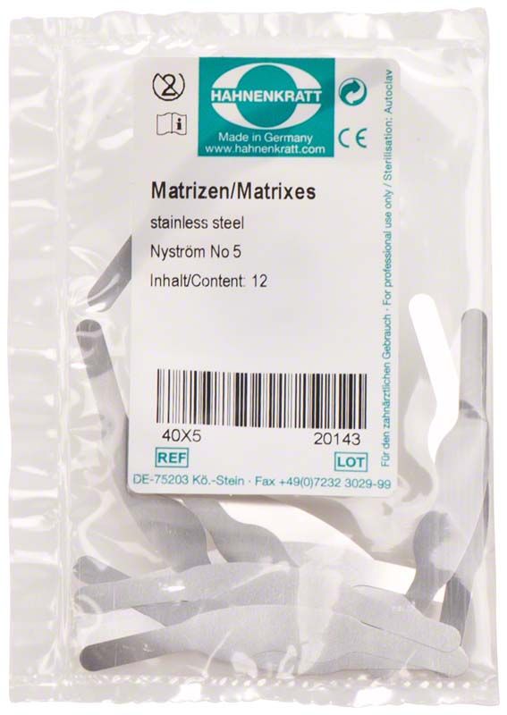 Matrizenband Nyström 12er Packung aus rostfreiem Edelstahl in Kunststoffverpackung