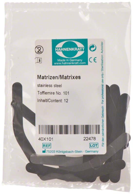 Matrizen Tofflemire 12er Packung, Edelstahl, für Zahnrestaurationen.