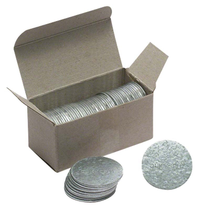 Haftscheiben des Quicksplit-Systems in geöffneter Kartonverpackung.