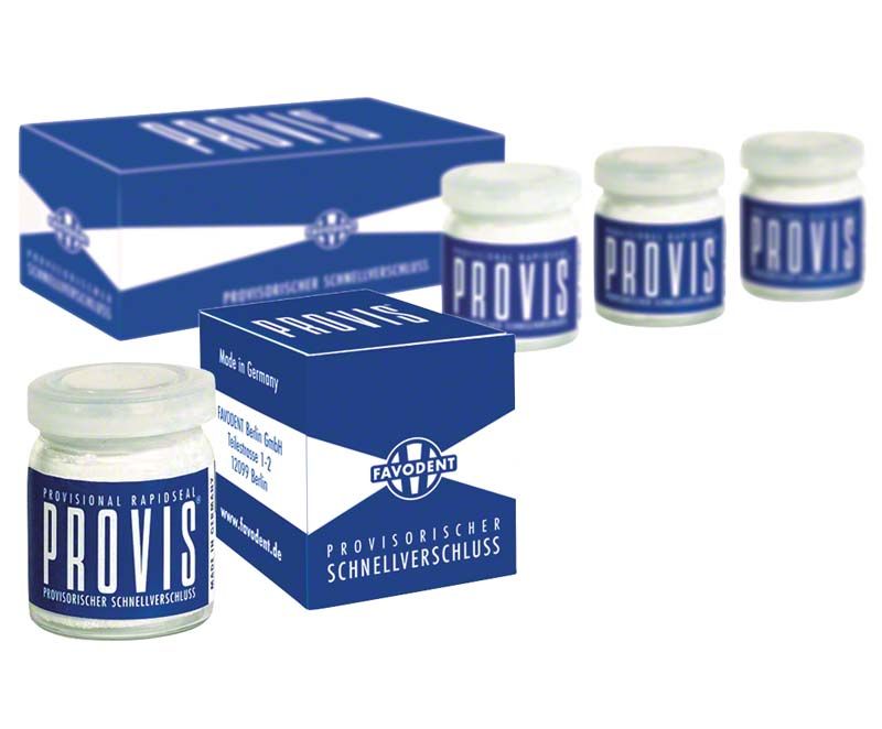 Provisorisches Verschlussmaterial Provis® von Favodent in 40g-Glasverpackung.