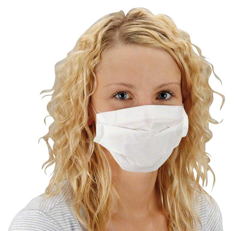 Einmalmundschutz aus Vliesmaterial von medic-star, getragen von Frau.