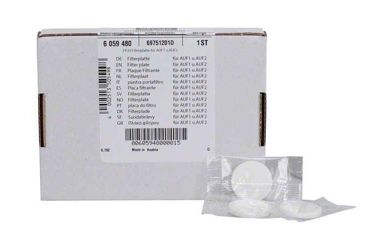 Filterplatten FP 20 für Miele Thermodesinfektor mit Verpackungsetikett.