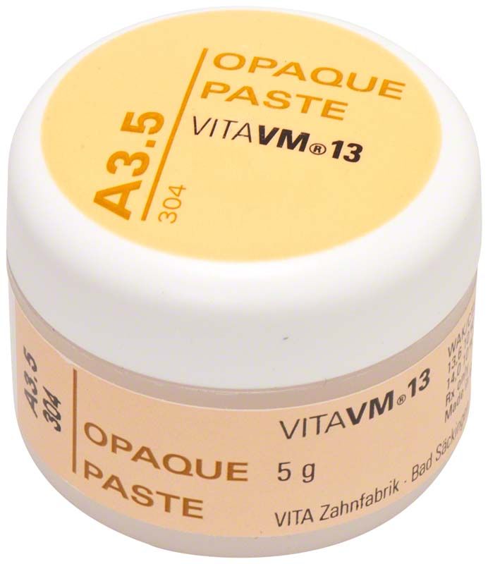VM13 Opaque Paste A3,5 in weißem Kunststoffbehälter mit Etikett.