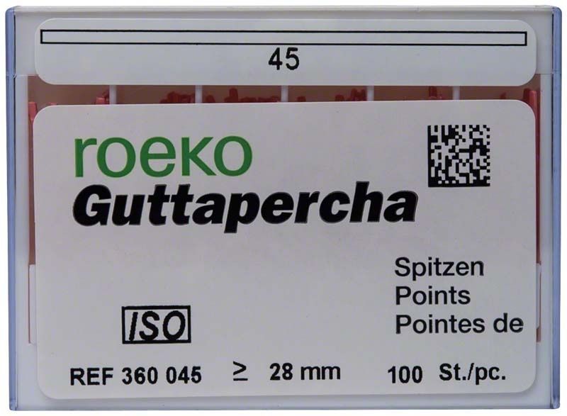 Roeko Guttapercha-Spitzen rosa in Schiebeschachtel, Größe 045, 100 St.