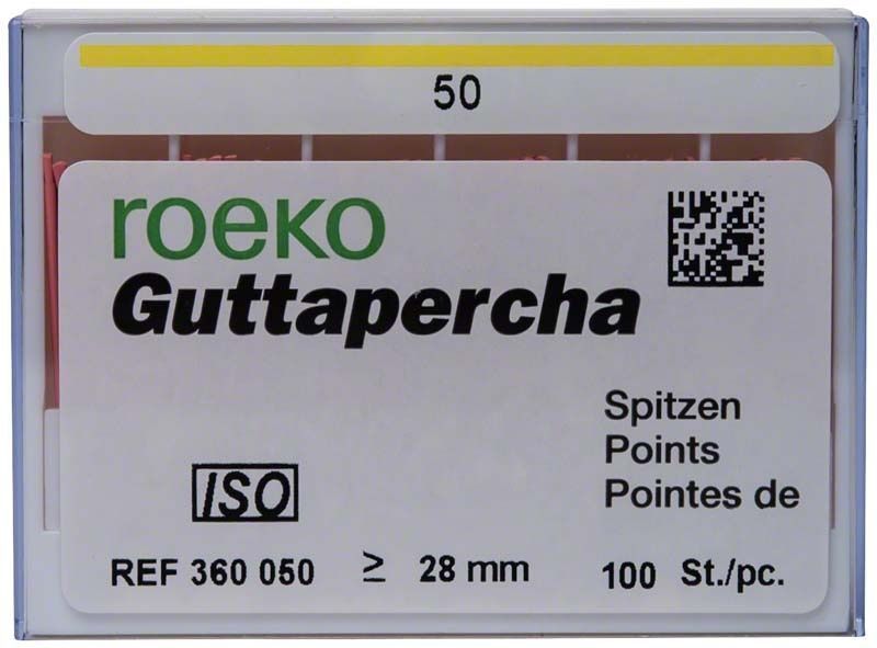 ROEKO Guttapercha-Spitzen rosa ISO, Schiebeschachtel Größe 050, 100 Stück