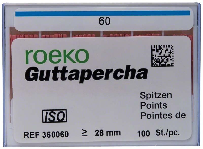 ROEKO Guttapercha-Spitzen rosa in Schiebeschachtel, Größe 060, 100 Stück.