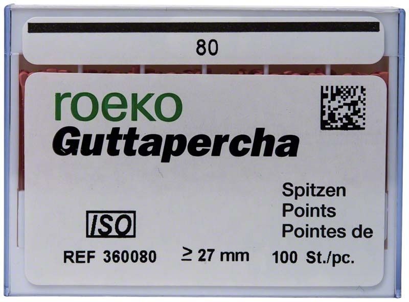 ROEKO Guttapercha-Spitzen rosa ISO Schiebeschachtel Gr. 080, 100 Stück.