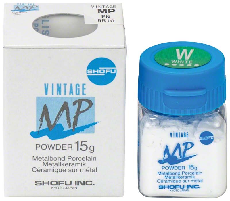 Verpackung und Glasbehälter des VINTAGE MP Effektmasse 15g in Weiß.