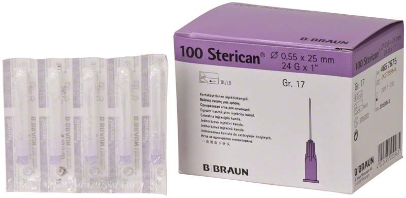 Sterican® Einwegkanülen 24G in Verpackung mit Einzelblistern.