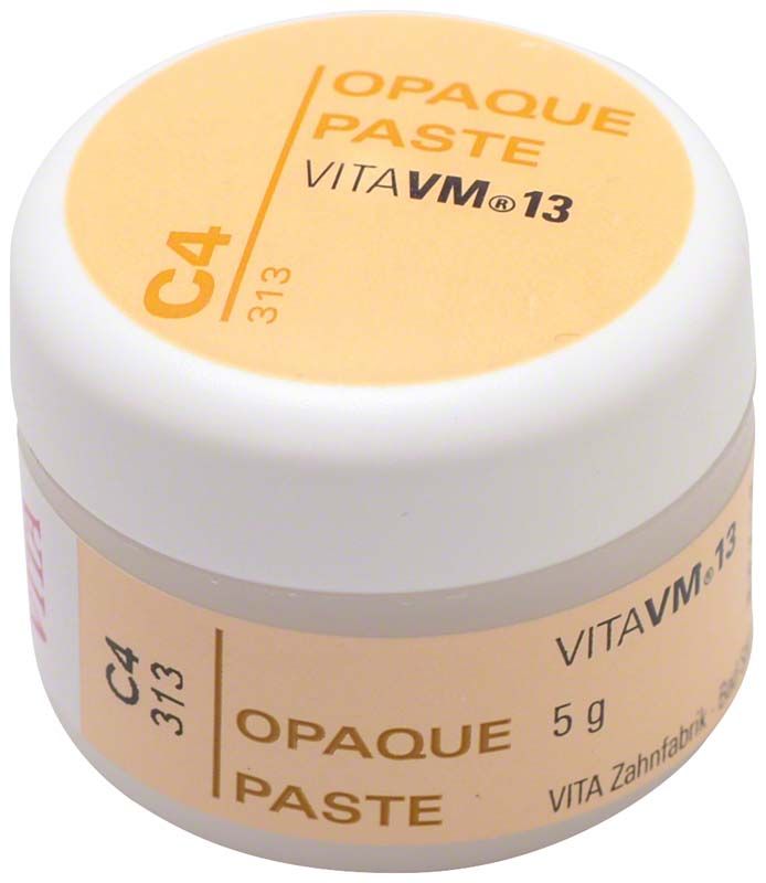 Opake Paste VM13 C4 in weißem Behälter mit gelbem Deckel.
