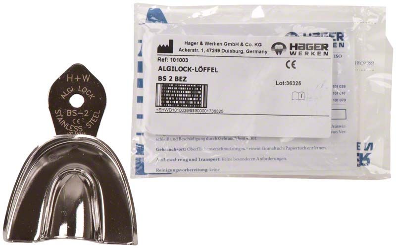 Metall-Abformlöffel ALGILOCK®-LÖFFEL glatt OK BS 2 medium mit Verpackung.