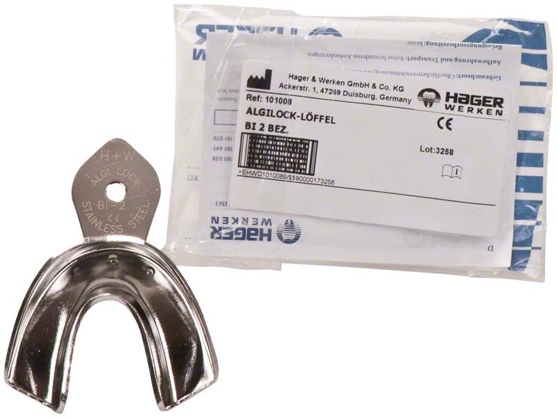 Metall-Abformlöffel ALGILOCK®-LÖFFEL glatt UK BI 2 medium mit Verpackung.