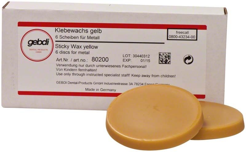 Klebewachs-Scheiben gelb für Metall in Originalverpackung.