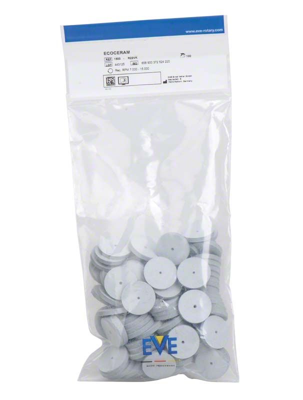 Ungeöffnete Verpackung mit groben EVE Ecoceram Silikonpolierern für Zahntechnik.
