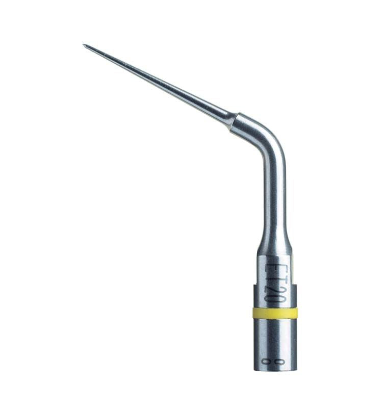 Endodontischer Spitzenaufsatz ET20 aus Metall mit feiner Spitze.