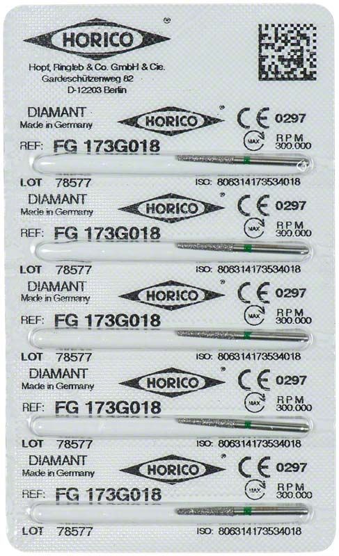 Verpackung von Diamant FG 173G 018 Schleifinstrumenten, 5 Stück.