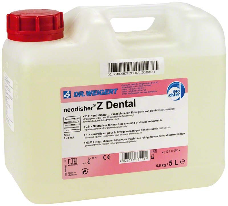 Neodisher® Z Dental 5 Liter Flüssigkonzentrat mit rotem Verschluss.