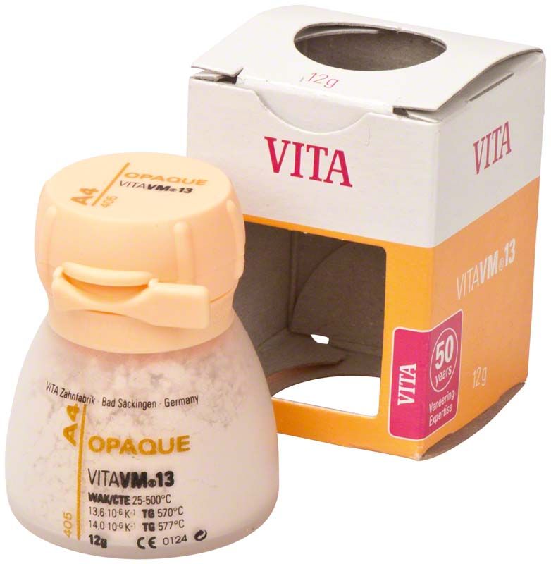 VITA VM13 Opaque 12g A4 mit Verpackung im Hintergrund.