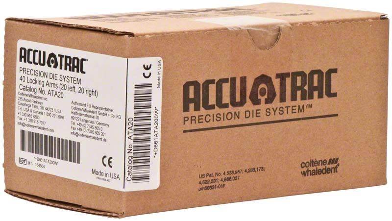 Kartonverpackung des Accu-Trac Modellsystems von Coltene Whaledent.