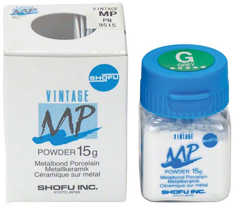 Verpackung und Glasfläschchen von VINTAGE MP Effektmasse 15g in Grau.