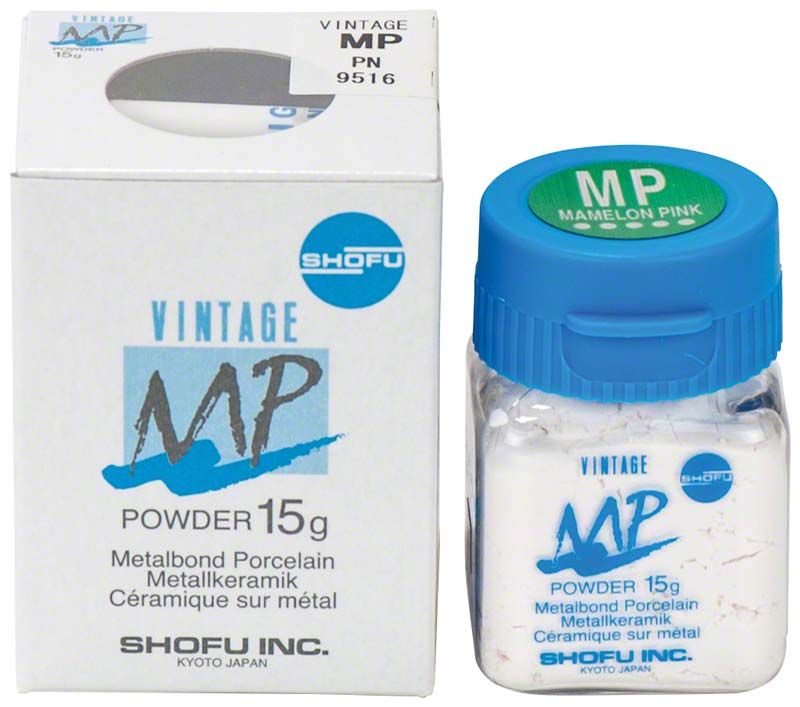 Vintage MP Effektmasse 15g Mamelon Pink in Verpackung mit blauem Deckel.