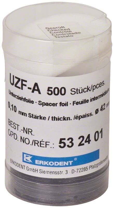 UZF-A Unterziehfolie, 0,1 mm Stärke, 500 Stück im Kunststoffbehälter.