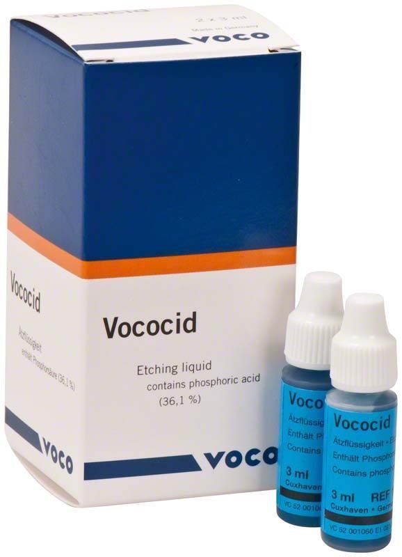 Zahnätzgel Vococid® Flaschen 2 x 3ml mit blauer Einfärbung.