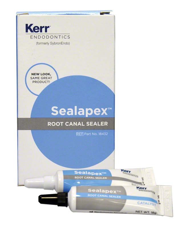 Sealapex® Wurzelkanalsealer-Packung mit zwei Tuben und Produktinformationen.