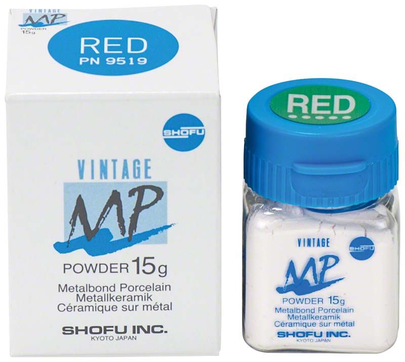 VINTAGE MP Effektmasse 15g RED Verpackung und Glasbehälter.