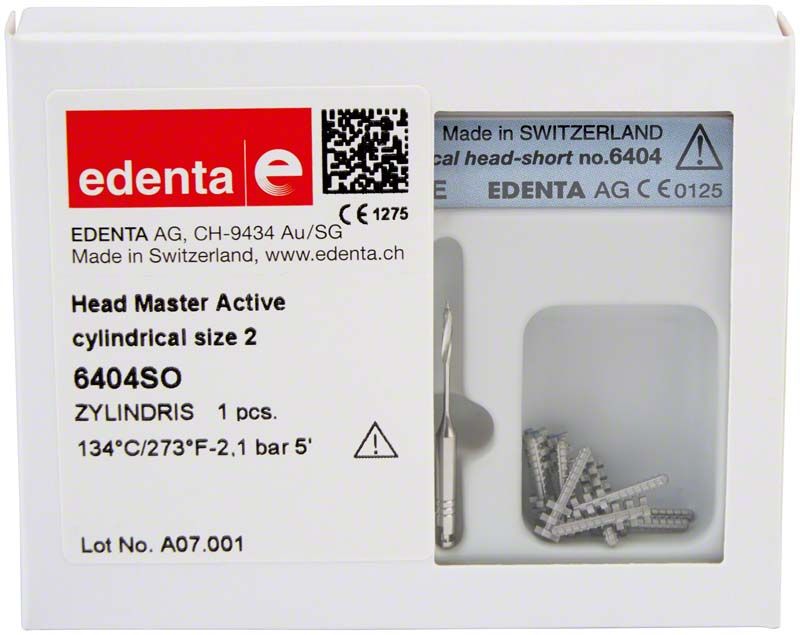 Verpackung von Head Master Active zylindrisch Gr.2, kurz mit Produktinformationen.