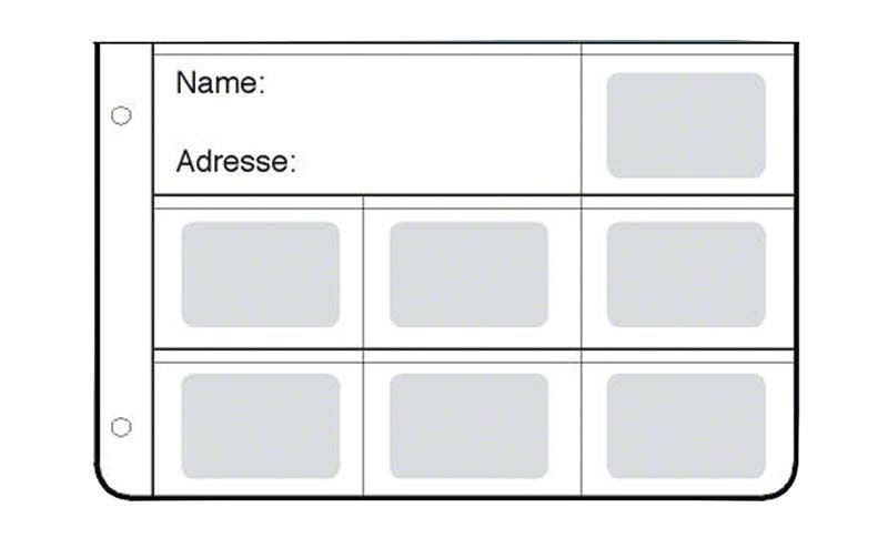 Dentalfilmtasche für 7 Röntgenaufnahmen mit Beschriftungsfeld und Lochung.