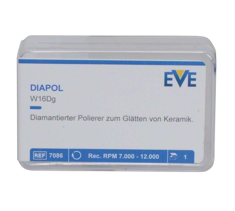 Diapol Keramikpolierer im transparenten Kunststoffetui mit sichtbarem Produktetikett.