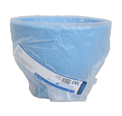 Blauer EVE Plus Anrührbecher mit flexibler Plastikhülle, 400ml Fassungsvermögen.