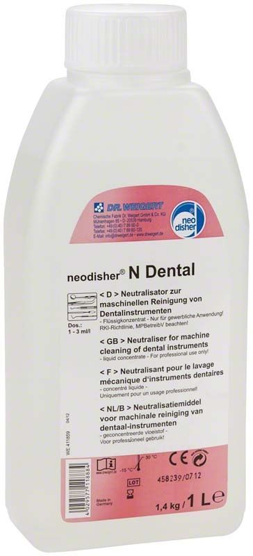 Neodisher N Dental Neutralisationsmittel-Flasche, 1 Liter, mit Etikett.