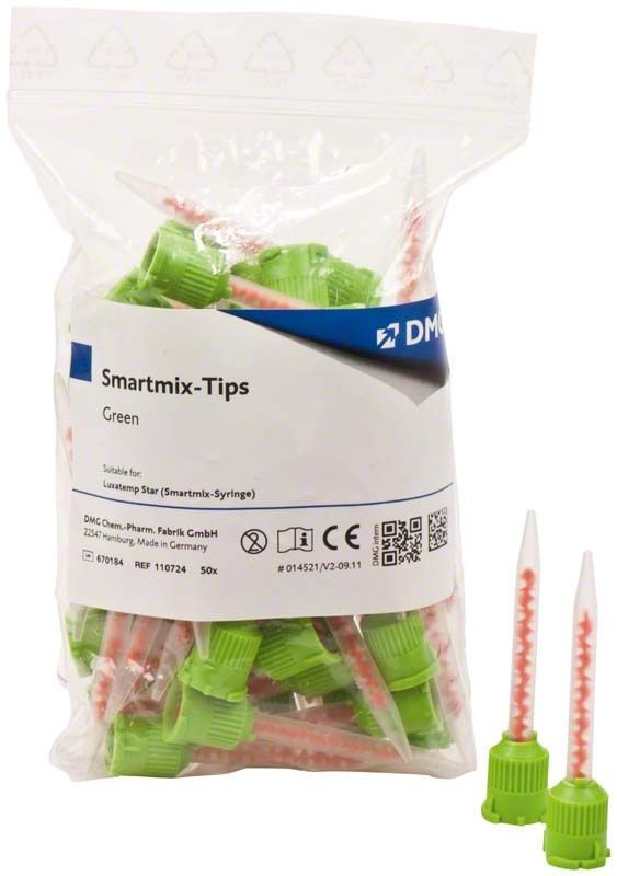 Smartmix-Tips Green in transparenter Verpackung mit grünen Spitzen.