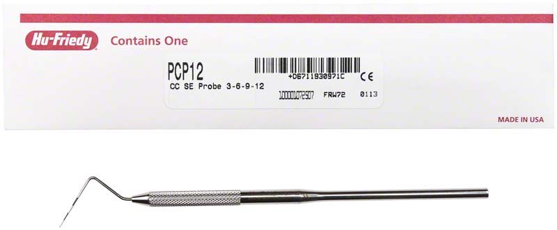 Parodontometer CP12 mit Griff und Markierungen vor Verpackung.