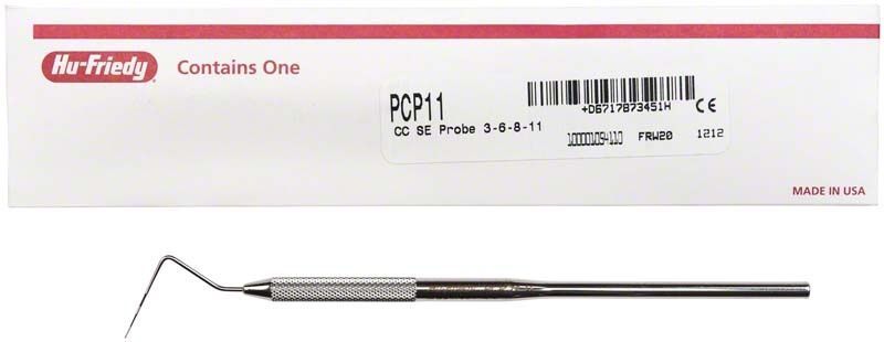 Parodontometer CP11 mit Markierungen, verpackt in weißer Schachtel.