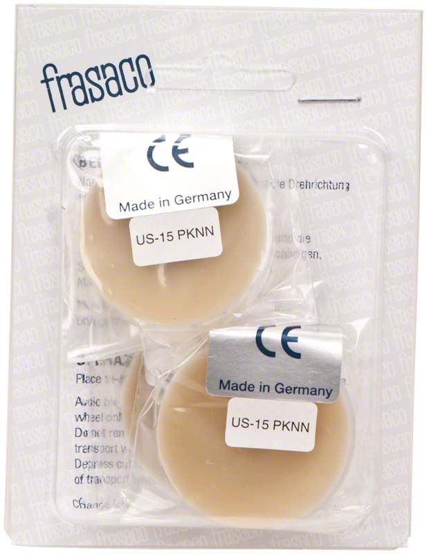 Verpackung mit zwei runden, transparenten Matrizenbändern, Made in Germany.