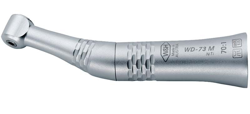 Endodontisches NiTi-Winkelstück WD-73M in silberner Ausführung.