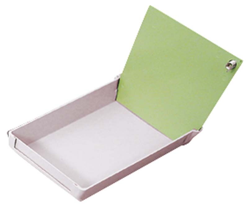 ERGOspace Rückenplatte in blassgrün, aufrechtstehend im Modellkasten.