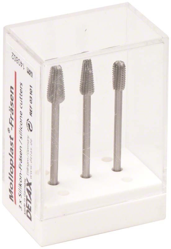 Molloplast® Fräsen Zylinder und Birne in transparenter Verpackung.