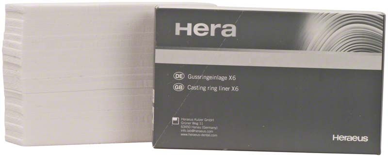 Gussringeinlagen X6 von Heraeus in grauer Verpackung.