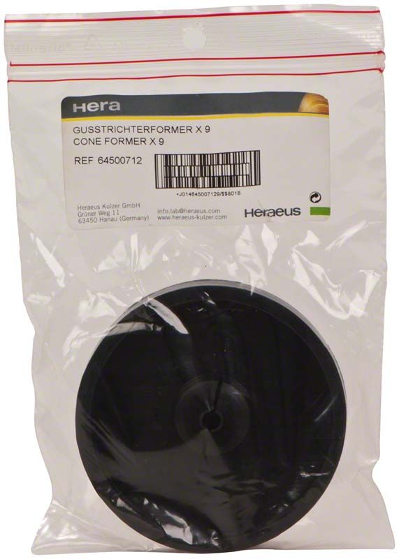 Gusstrichterformer für Gussküvette X9 in transparenter Verpackung.