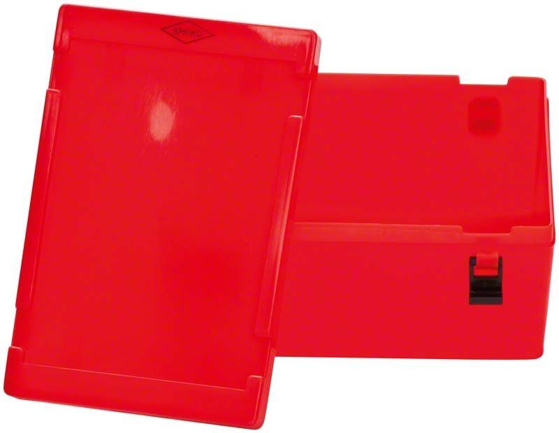 Roter Labor-Container Gr. 2 mit abnehmbarem Deckel.