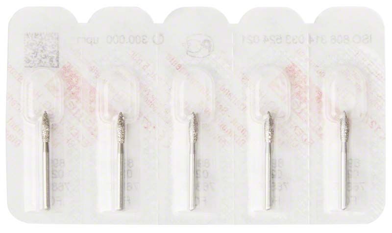 Diamantbohrer FG 899 021 in Blisterverpackung, fünf Stück.
