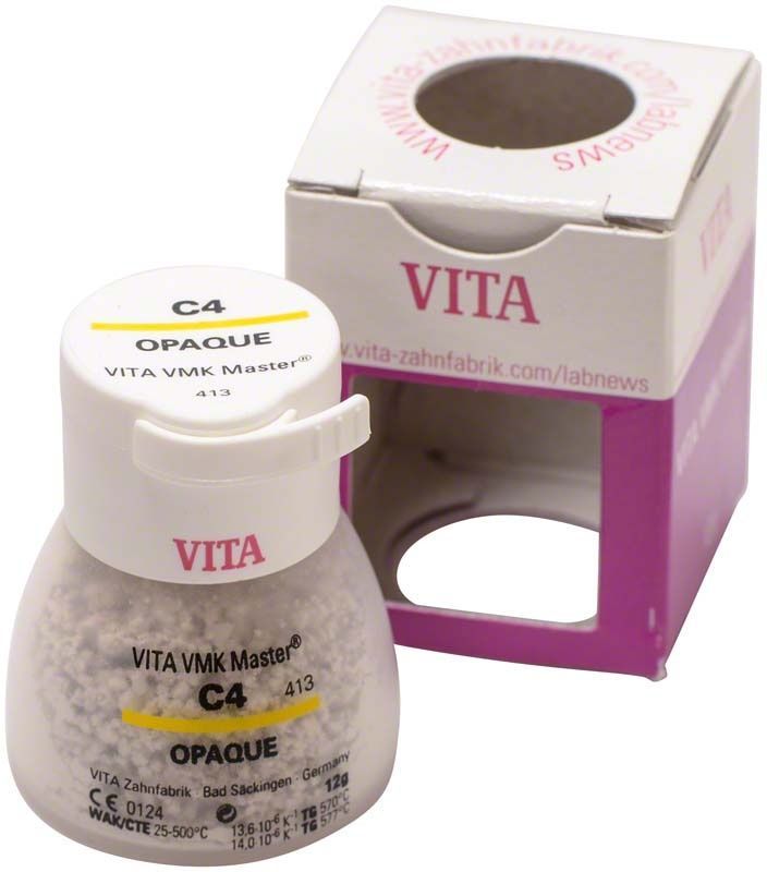 VMK Master Opaque 12g C4 Zahnfarbe mit geöffneter Verpackung.