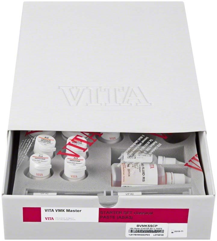 VITA VMK Master Starter Set mit Paste A1-D4 in geöffneter Verpackung.